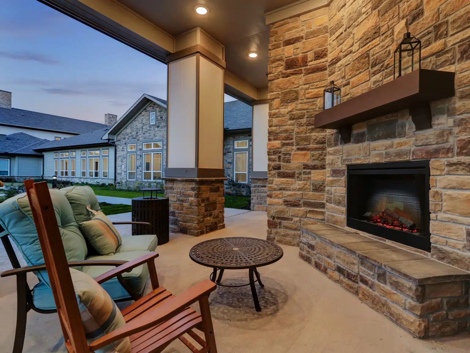 LAPC Exteriors - Twightlight - AL Outdoor Fireplace